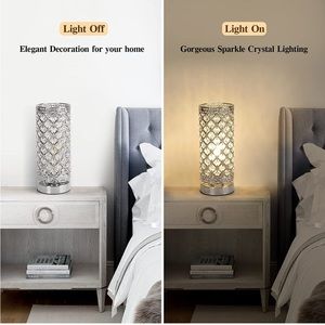 Crystal Bedside Table Lamp 3 Color Options Lamps for Bedroom Modern
